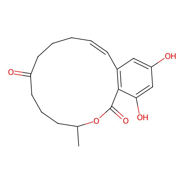 2D Structure of 14,16-Dihydroxy-3-methyl-3,4,5,6,9,10-hexahydro-1H-2-benzoxacyclotetradecine-1,7(8H)-dione