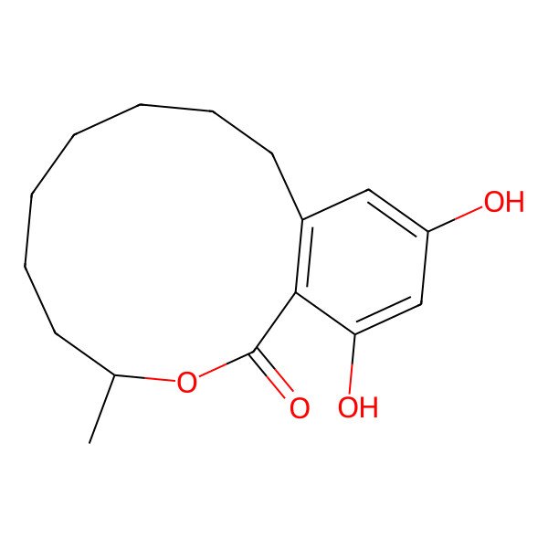 2D Structure of 14,16-Dihydroxy-4-methyl-3-oxabicyclo[10.4.0]hexadeca-1(12),13,15-trien-2-one