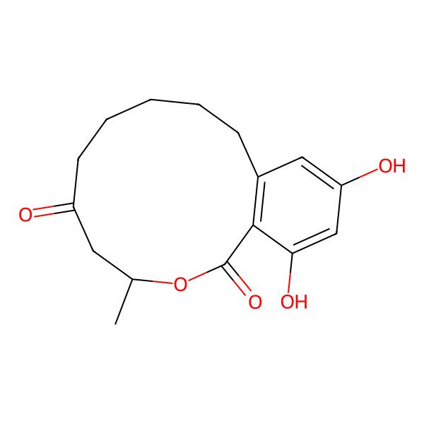 2D Structure of 14,16-Dihydroxy-4-methyl-3-oxabicyclo[10.4.0]hexadeca-1(12),13,15-triene-2,6-dione