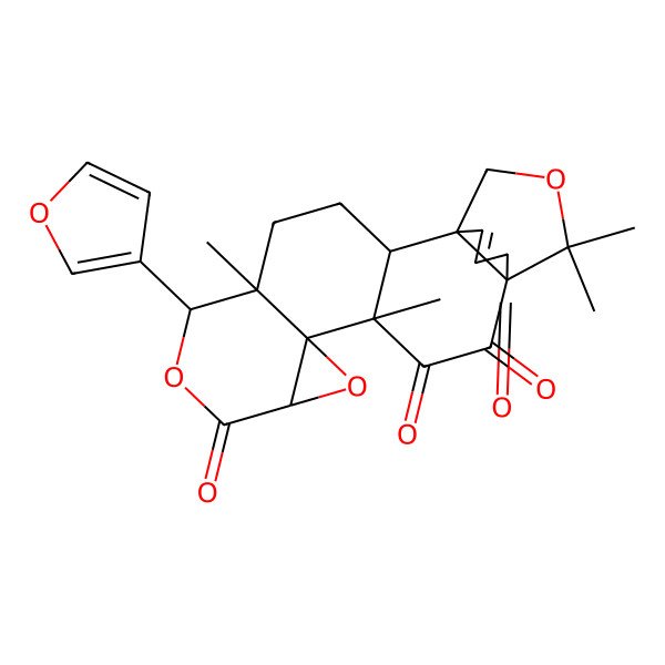 2D Structure of (1S,2R,5S,6S,9S,11R,12R)-6-(furan-3-yl)-5,12,16,16-tetramethyl-7,10,17-trioxahexacyclo[13.3.3.01,15.02,12.05,11.09,11]henicos-19-ene-8,13,14,21-tetrone