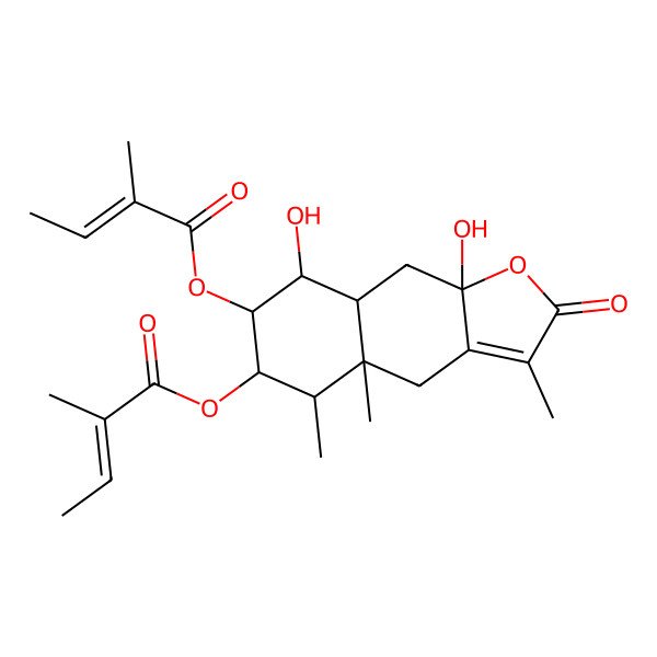 2D Structure of [(4aR,5R,6S,7S,8S,8aR,9aS)-8,9a-dihydroxy-3,4a,5-trimethyl-7-[(E)-2-methylbut-2-enoyl]oxy-2-oxo-5,6,7,8,8a,9-hexahydro-4H-benzo[f][1]benzofuran-6-yl] (Z)-2-methylbut-2-enoate