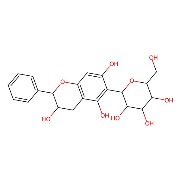 2D Structure of (2R,3S)-2-phenyl-6-[(2S,3R,4R,5S,6R)-3,4,5-trihydroxy-6-(hydroxymethyl)oxan-2-yl]-3,4-dihydro-2H-chromene-3,5,7-triol