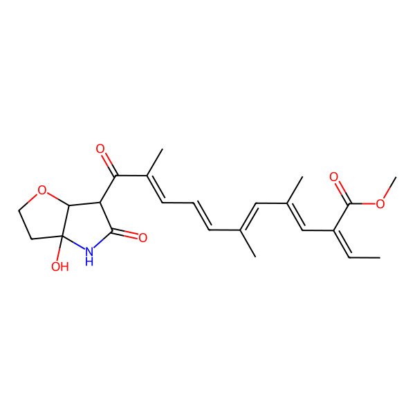 2D Structure of methyl (2Z,3E,5E,7E,9E)-11-[(3aS,6S)-3a-hydroxy-5-oxo-3,4,6,6a-tetrahydro-2H-furo[3,2-b]pyrrol-6-yl]-2-ethylidene-4,6,10-trimethyl-11-oxoundeca-3,5,7,9-tetraenoate