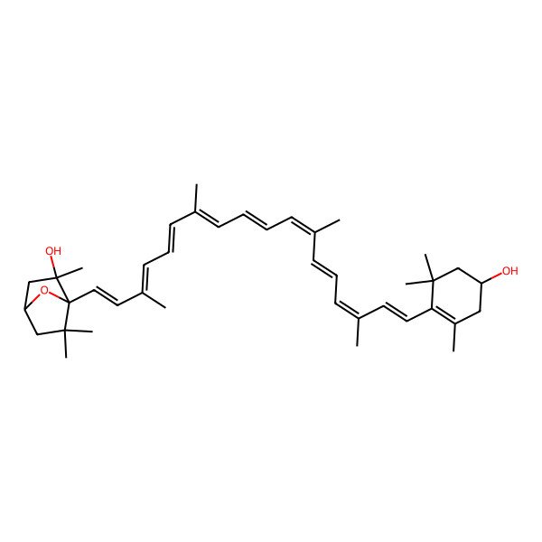 2D Structure of (1S,2R,4R)-1-[(1E,3E,5E,7E,9E,11E,13E,15E,17E)-18-[(4R)-4-hydroxy-2,6,6-trimethylcyclohexen-1-yl]-3,7,12,16-tetramethyloctadeca-1,3,5,7,9,11,13,15,17-nonaenyl]-2,6,6-trimethyl-7-oxabicyclo[2.2.1]heptan-2-ol