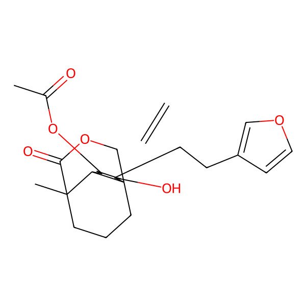 2D Structure of [2-[2-(Furan-3-yl)ethyl]-2-hydroxy-7-methyl-3-methylidene-8-oxo-9-oxatricyclo[5.3.3.01,6]tridecan-5-yl] acetate
