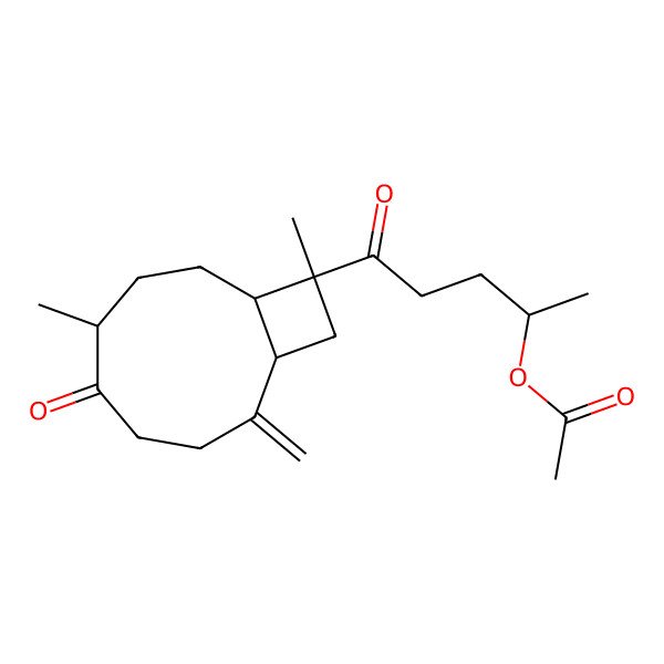 2D Structure of [5-[(1R,6S,9S,10S)-6,10-dimethyl-2-methylidene-5-oxo-10-bicyclo[7.2.0]undecanyl]-5-oxopentan-2-yl] acetate