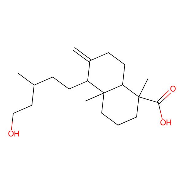 2D Structure of (1R,4aR,5S,8aR)-5-[(3S)-5-hydroxy-3-methylpentyl]-1,4a-dimethyl-6-methylidene-3,4,5,7,8,8a-hexahydro-2H-naphthalene-1-carboxylic acid