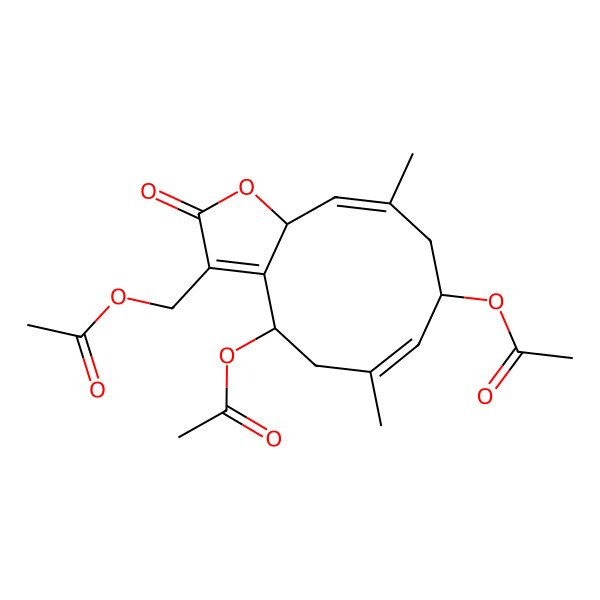 2D Structure of [(4S,6E,8S,10E,11aR)-4,8-diacetyloxy-6,10-dimethyl-2-oxo-5,8,9,11a-tetrahydro-4H-cyclodeca[b]furan-3-yl]methyl acetate