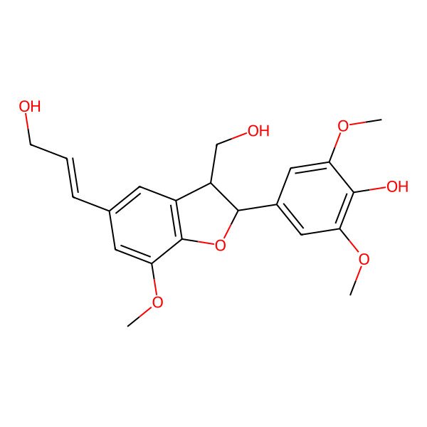 2D Structure of 4-[(2R,3R)-3-(hydroxymethyl)-5-[(E)-3-hydroxyprop-1-enyl]-7-methoxy-2,3-dihydro-1-benzofuran-2-yl]-2,6-dimethoxyphenol