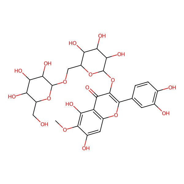 2D Structure of 2-(3,4-dihydroxyphenyl)-5,7-dihydroxy-6-methoxy-3-[(2S,3R,4R,5S,6R)-3,4,5-trihydroxy-6-[[(2R,3R,4S,5S,6R)-3,4,5-trihydroxy-6-(hydroxymethyl)oxan-2-yl]oxymethyl]oxan-2-yl]oxychromen-4-one