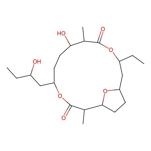 2D Structure of 12-Ethyl-8-hydroxy-5-(2-hydroxybutyl)-2,9-dimethyl-4,11,17-trioxabicyclo[12.2.1]heptadecane-3,10-dione
