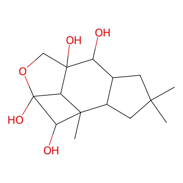 2D Structure of 1,4,4-Trimethyl-10-oxatetracyclo[6.4.1.02,6.011,13]tridecane-7,8,11,12-tetrol