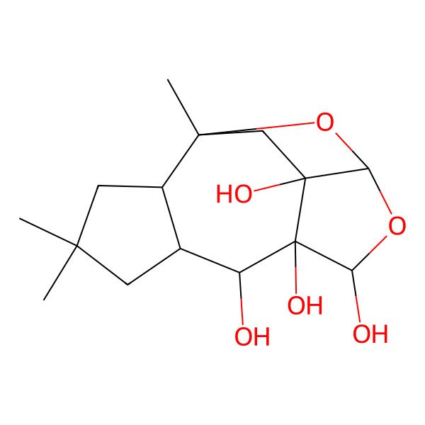 2D Structure of 1,4,4-Trimethyl-10,14-dioxatetracyclo[9.2.1.02,6.08,12]tetradecane-7,8,9,12-tetrol
