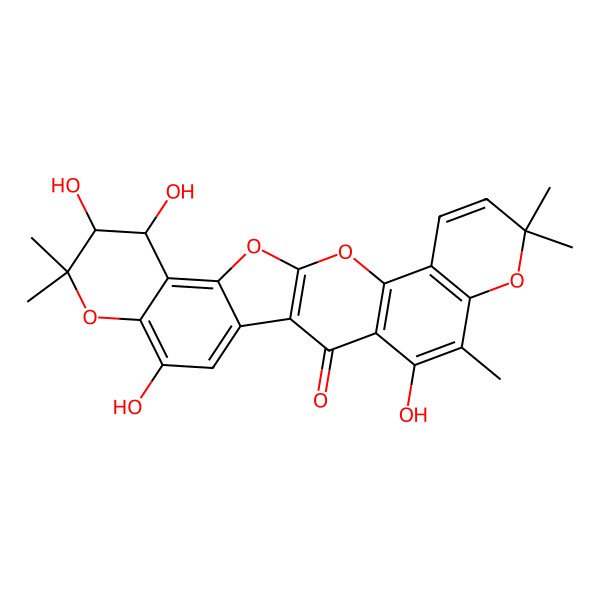 2D Structure of (21R,22S)-11,17,21,22-tetrahydroxy-7,7,10,20,20-pentamethyl-2,8,19,25-tetraoxahexacyclo[12.11.0.03,12.04,9.015,24.018,23]pentacosa-1(14),3(12),4(9),5,10,15,17,23-octaen-13-one