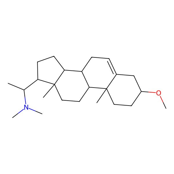 2D Structure of 1-[(8S,9R,10R,13S,14S,17R)-3-methoxy-10,13-dimethyl-2,3,4,7,8,9,11,12,14,15,16,17-dodecahydro-1H-cyclopenta[a]phenanthren-17-yl]-N,N-dimethylethanamine