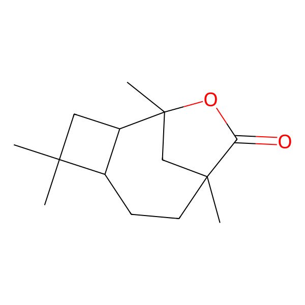 2D Structure of 1,4,4,8-Tetramethyl-10-oxatricyclo[6.2.1.02,5]undecan-9-one