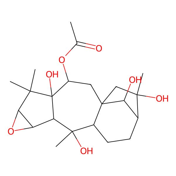 2D Structure of [(1R,3S,4S,6R,8S,9S,10R,11S,14S,15R,17R)-4,10,15,17-tetrahydroxy-5,5,10,15-tetramethyl-7-oxapentacyclo[12.2.1.01,11.04,9.06,8]heptadecan-3-yl] acetate