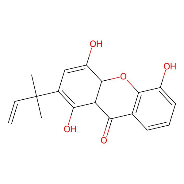 2D Structure of 1,4,5-Trihydroxy-2-(2-methylbut-3-en-2-yl)-4a,9a-dihydroxanthen-9-one