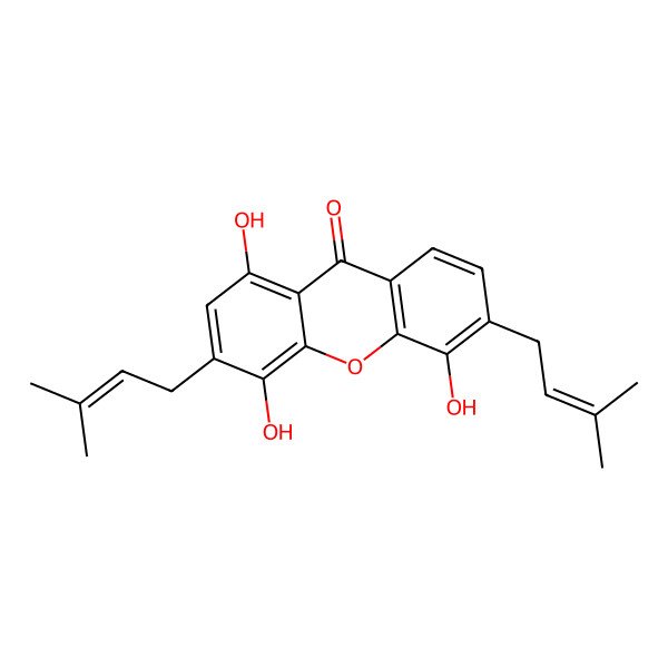 2D Structure of 1,4,5-Trihydroxy-3,6-bis(3-methylbut-2-enyl)xanthen-9-one