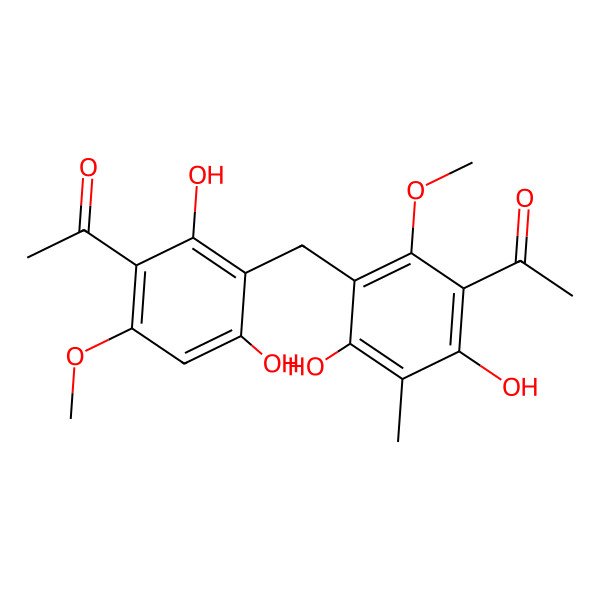 2D Structure of 1-[3-[(3-Acetyl-4,6-dihydroxy-2-methoxy-5-methylphenyl)methyl]-2,4-dihydroxy-6-methoxyphenyl]ethanone