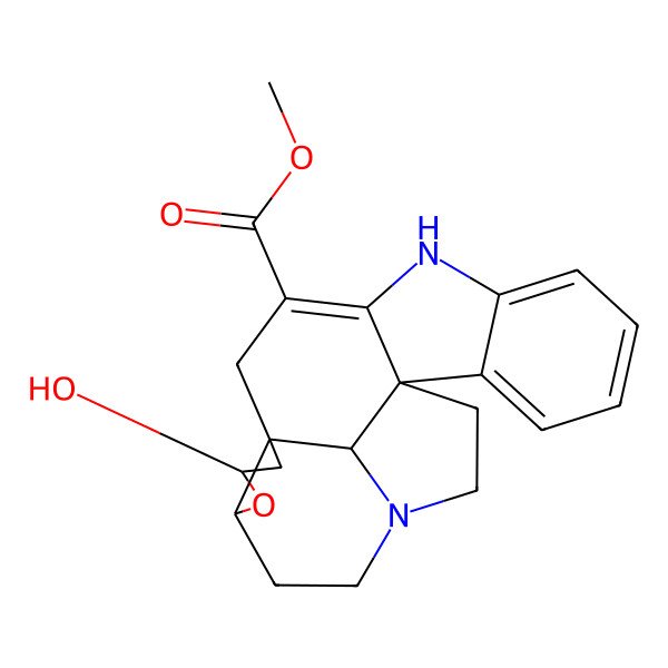 2D Structure of methyl (1R,12R,14R,16S,22R)-14-hydroxy-15-oxa-8,19-diazahexacyclo[10.9.1.01,9.02,7.012,16.019,22]docosa-2,4,6,9-tetraene-10-carboxylate