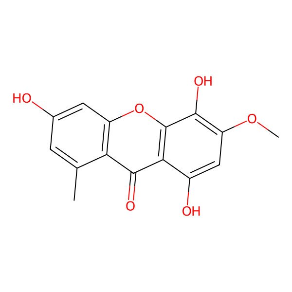 2D Structure of 1,4,6-Trihydroxy-3-methoxy-8-methylxanthen-9-one