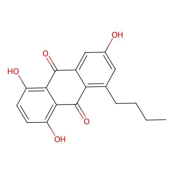 2D Structure of 1,4,6-Trihydroxy-8-butyl-9,10-anthraquinone