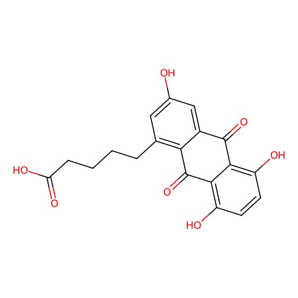 2D Structure of 1,4,6-Trihydroxy-8-pentacarboxyl-9,10-anthraquinone
