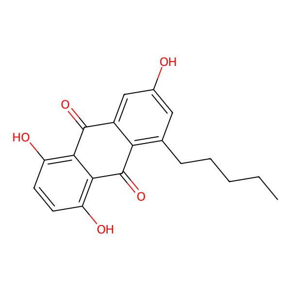 2D Structure of 1,4,6-Trihydroxy-8-pentyl-9,10-anthraquinone