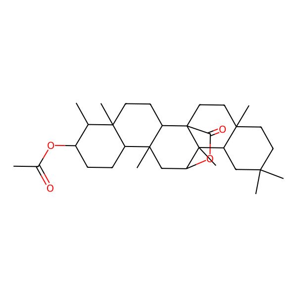 2D Structure of (5,6,11,14,17,17,20-Heptamethyl-23-oxo-24-oxahexacyclo[11.9.2.01,14.02,11.05,10.015,20]tetracosan-7-yl) acetate