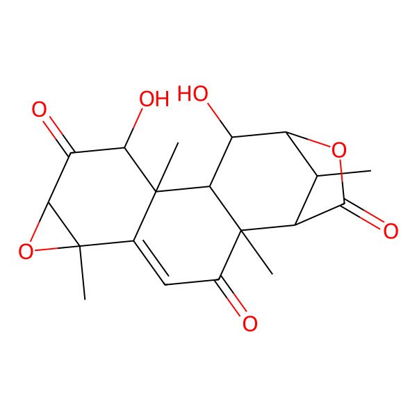 2D Structure of 10,13-Dihydroxy-2,6,11,17-tetramethyl-7,15-dioxapentacyclo[12.2.1.02,12.05,11.06,8]heptadec-4-ene-3,9,16-trione