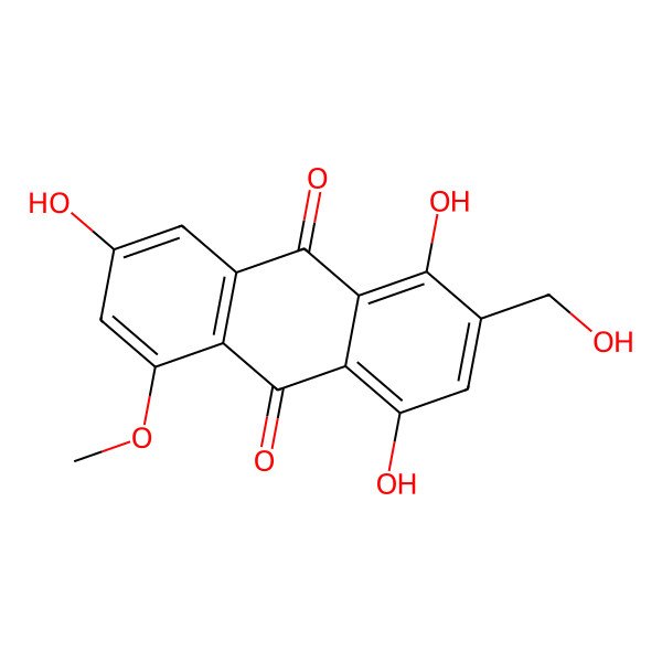 2D Structure of 1,4,7-Trihydroxy-2-(hydroxymethyl)-5-methoxyanthracene-9,10-dione