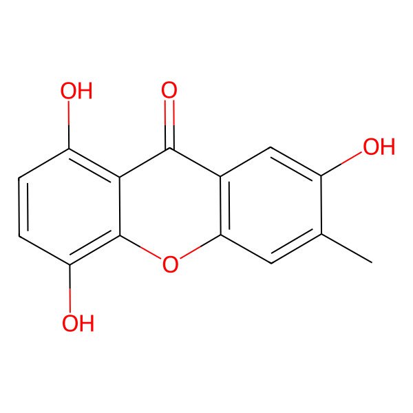 2D Structure of 1,4,7-Trihydroxy-6-methylxanthone