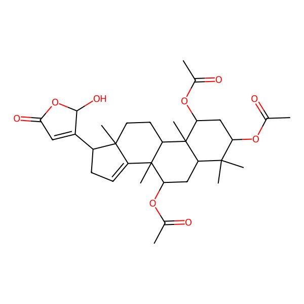 2D Structure of [(1S,3R,5S,7R,8R,9R,10S,13S,17R)-1,3-diacetyloxy-17-[(2R)-2-hydroxy-5-oxo-2H-furan-3-yl]-4,4,8,10,13-pentamethyl-2,3,5,6,7,9,11,12,16,17-decahydro-1H-cyclopenta[a]phenanthren-7-yl] acetate