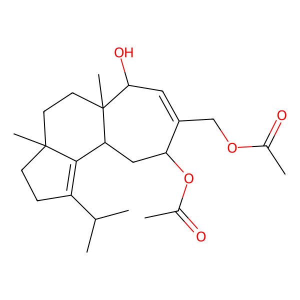 2D Structure of [(3aR,5aR,6S,9R,10aR)-9-acetyloxy-6-hydroxy-3a,5a-dimethyl-1-propan-2-yl-2,3,4,5,6,9,10,10a-octahydrocyclohepta[e]inden-8-yl]methyl acetate