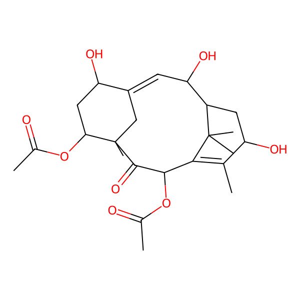 2D Structure of [(2R,4S,5S,7S,8Z,10S,11R,13S)-2-acetyloxy-7,10,13-trihydroxy-4,14,15,15-tetramethyl-3-oxo-5-tricyclo[9.3.1.14,8]hexadeca-1(14),8-dienyl] acetate