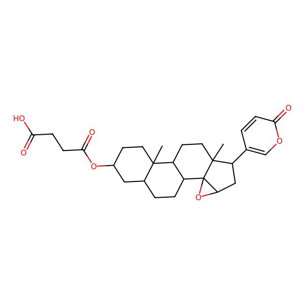 2D Structure of 4-[[(1R,2S,4R,6R,7R,10S,11S,14S,16R)-7,11-dimethyl-6-(6-oxopyran-3-yl)-3-oxapentacyclo[8.8.0.02,4.02,7.011,16]octadecan-14-yl]oxy]-4-oxobutanoic acid