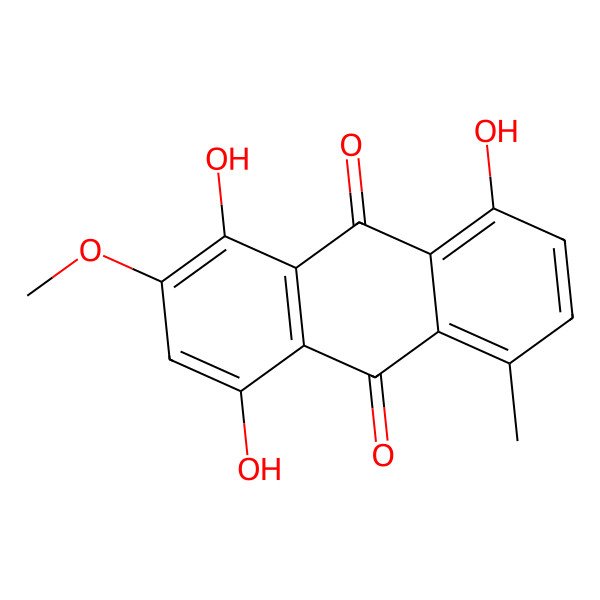 2D Structure of 1,4,8-Trihydroxy-2-methoxy-5-methylanthracene-9,10-dione