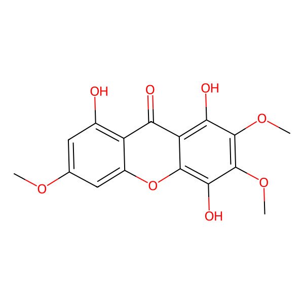 2D Structure of 1,4,8-Trihydroxy-2,3,6-trimethoxyxanthen-9-one