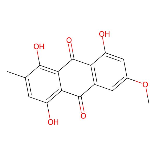 2D Structure of 1,4,8-Trihydroxy-6-methoxy-2-methy lanthraquinone