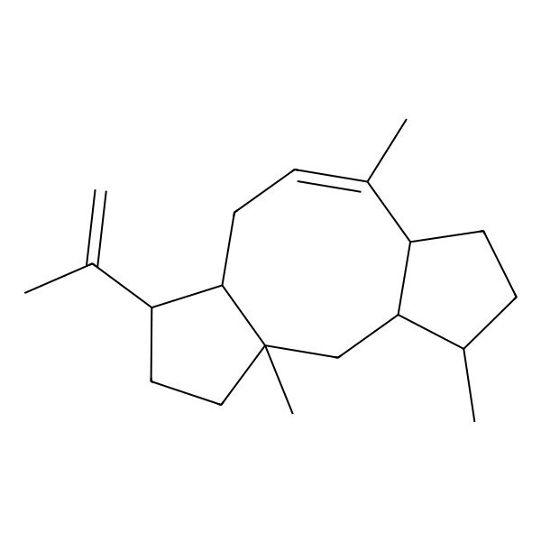 2D Structure of 1,4,8-Trimethyl-12-prop-1-en-2-yltricyclo[9.3.0.03,7]tetradec-8-ene