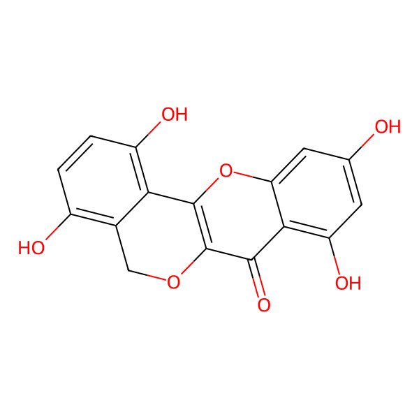2D Structure of 1,4,8,10-tetrahydroxy-5H-isochromeno[4,3-b]chromen-7-one