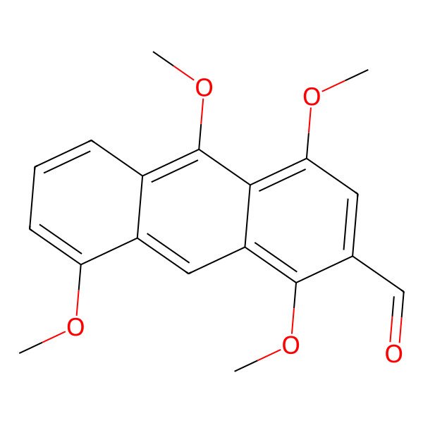 2D Structure of 1,4,8,10-Tetramethoxyanthracene-2-carbaldehyde 2D Structure of 1,4,8,10-Tetramethoxyanthracene-2-carbaldehyde