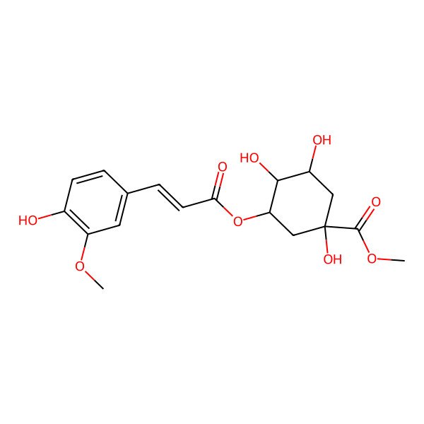 2D Structure of methyl (1R,3S,4S,5S)-1,3,4-trihydroxy-5-[3-(4-hydroxy-3-methoxyphenyl)prop-2-enoyloxy]cyclohexane-1-carboxylate