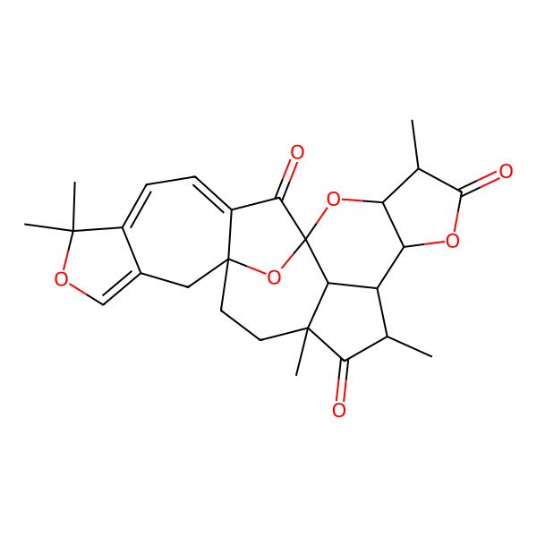 2D Structure of (1S,3R,4S,7R,8S,9S,11S,14S,26S)-4,9,11,19,19-pentamethyl-2,6,18,25-tetraoxaheptacyclo[12.10.1.11,8.03,7.014,23.016,20.011,26]hexacosa-16,20,22-triene-5,10,24-trione