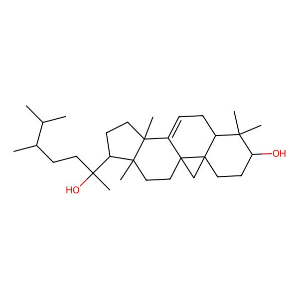 2D Structure of 15-(2-Hydroxy-5,6-dimethylheptan-2-yl)-7,7,12,16-tetramethylpentacyclo[9.7.0.01,3.03,8.012,16]octadec-10-en-6-ol