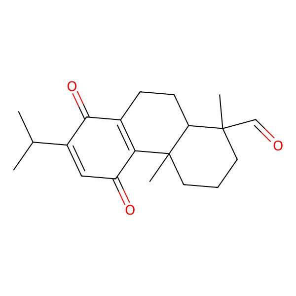 2D Structure of 1,4a-Dimethyl-5,8-dioxo-7-propan-2-yl-2,3,4,9,10,10a-hexahydrophenanthrene-1-carbaldehyde 2D Structure of 1,4a-Dimethyl-5,8-dioxo-7-propan-2-yl-2,3,4,9,10,10a-hexahydrophenanthrene-1-carbaldehyde