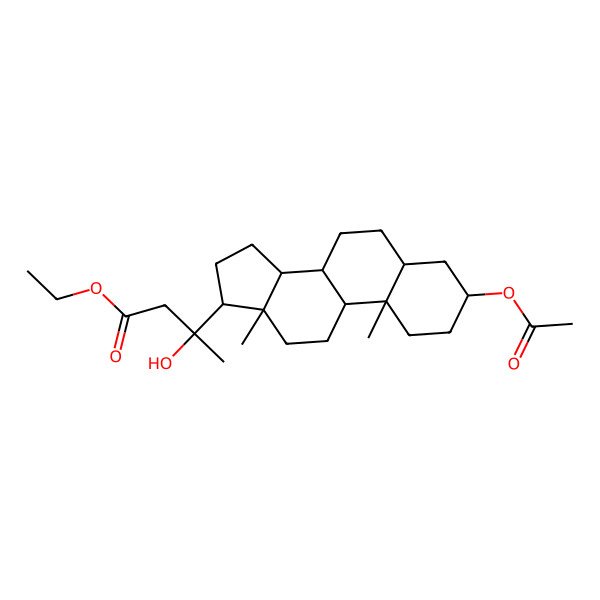 2D Structure of ethyl 3-(3-acetyloxy-10,13-dimethyl-2,3,4,5,6,7,8,9,11,12,14,15,16,17-tetradecahydro-1H-cyclopenta[a]phenanthren-17-yl)-3-hydroxybutanoate