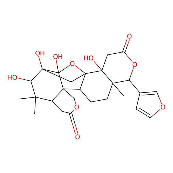2D Structure of (1R,2S,6S,7S,10R,11S,16S,18R,19R,20R)-6-(furan-3-yl)-2,18,19,20-tetrahydroxy-7,17,17-trimethyl-5,13,21-trioxahexacyclo[17.2.1.01,10.02,7.011,16.011,20]docosane-4,14-dione