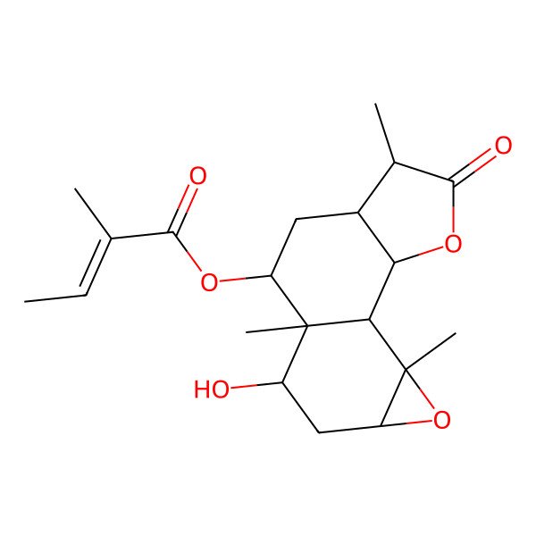 2D Structure of [(1S,2S,5S,8R,9R,10S,12R,14S)-10-hydroxy-5,9,14-trimethyl-4-oxo-3,13-dioxatetracyclo[7.5.0.02,6.012,14]tetradecan-8-yl] (Z)-2-methylbut-2-enoate